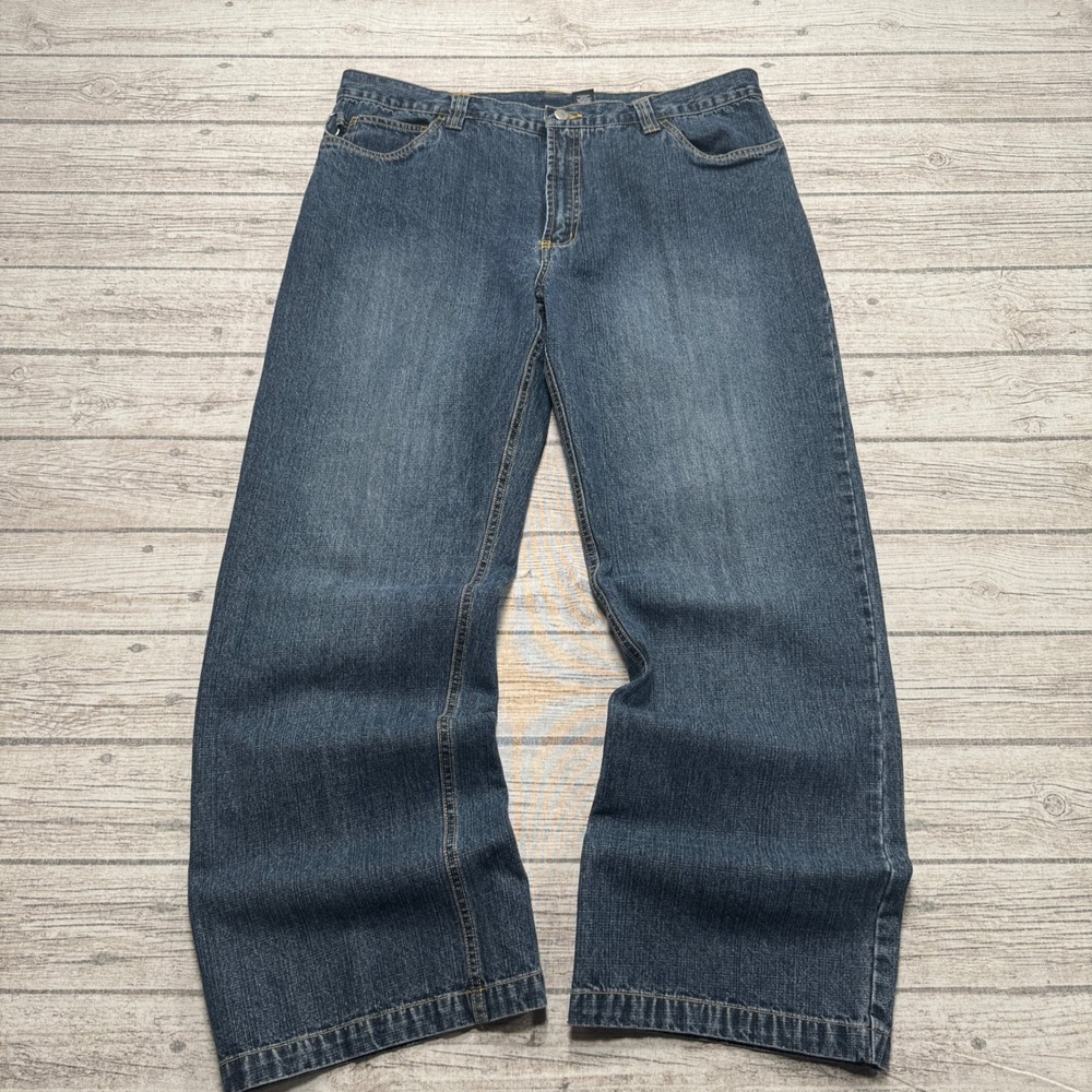 Street Scenes Jeans Men's 38 Blue Denim D-Ring Wide Leg Relaxed Fit Skater Y2K